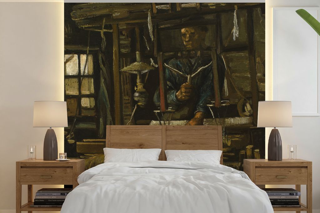 MuchoWow Fototapete für Wohnzimmer oder Schlafzimmer Wandtapete Vinyl Motivtapete Die Weberin - Vincent van Gogh - 220x220 cm - Tapeten