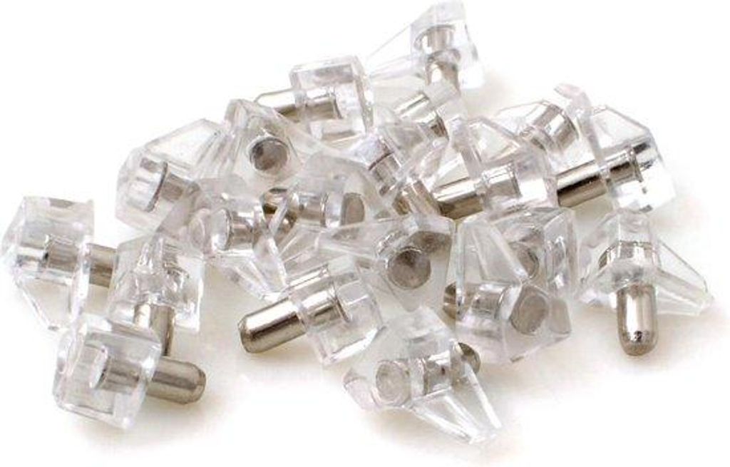 20 Bodenhalter für Holzböden - stählerner Stift Ø 5 mm - transparent - robuste Befestigung Kasthalter