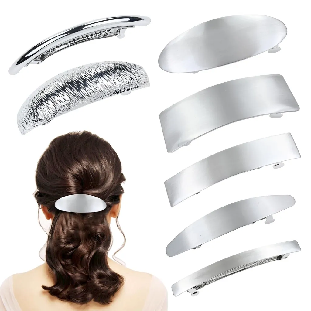 Pinces à Cheveux Style Français en Métal Argenté pour Femmes et Filles