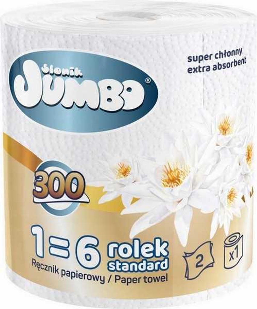 Papírové ručníky 1R SŁONIK JUMBO MAXI 300 listů 2W – 1 kus Obrázek produktu 