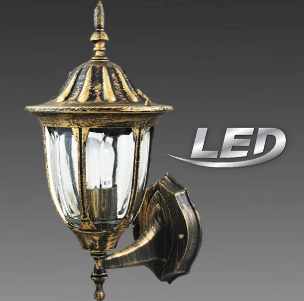 Retro Gartenwandleuchte Florence E27 IP43 Patina Goldlux Produktbild 