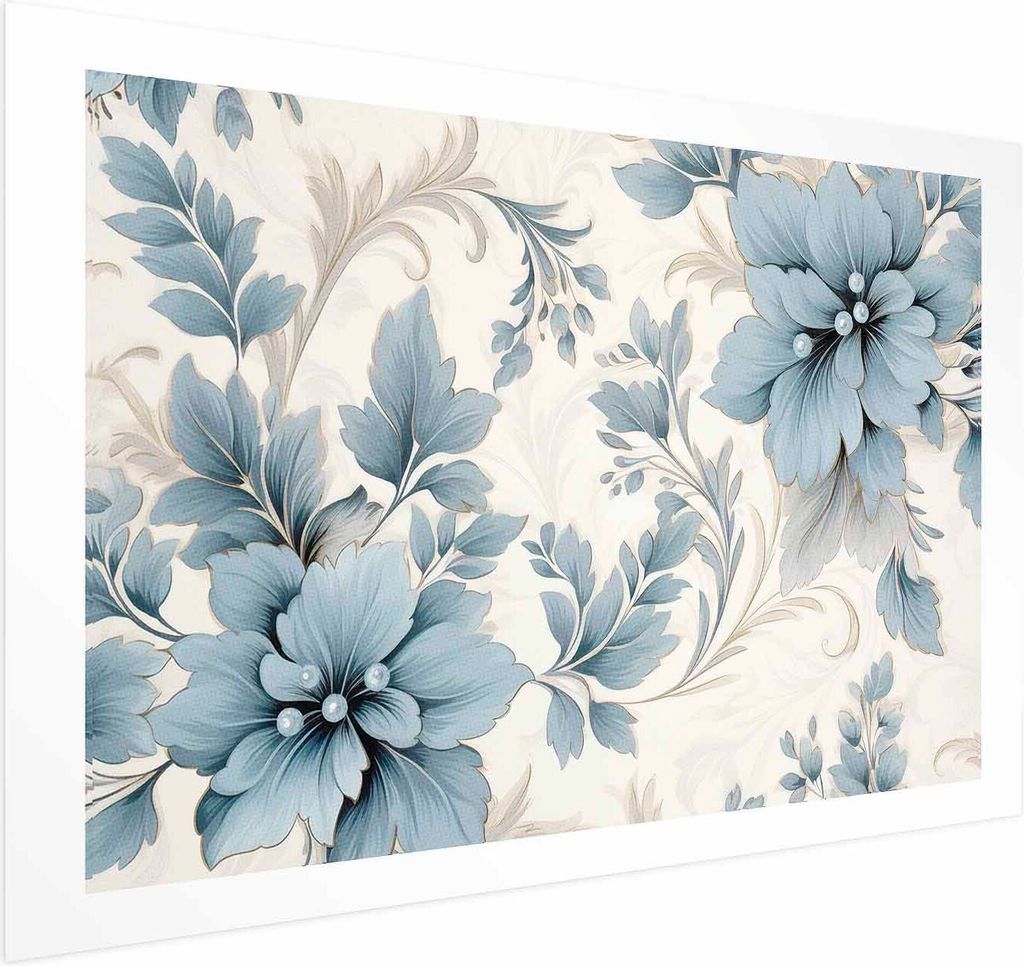 Posterpapier Poster - Turquoise Ornamental Retro Flowers 30x21 cm Blumen b-H-10011-ao-a