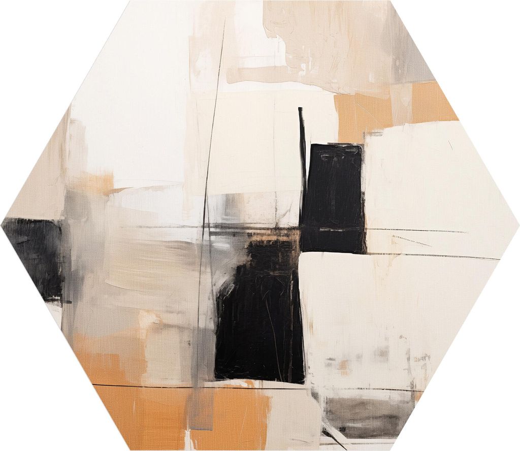 DEQORI Fototapete Sechseck 55x47,6 cm 'Sandige Komposition' Wand Tapete Leinwand Sticker