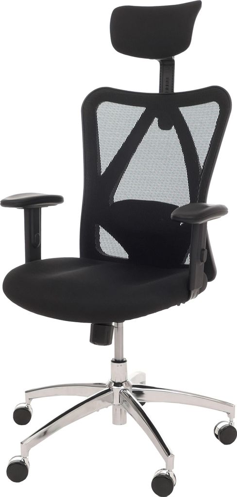 Bürostuhl MCW-O64, Schreibtischstuhl, ergonomisch, verstellbare Lordosenstütze Armlehne schwarz