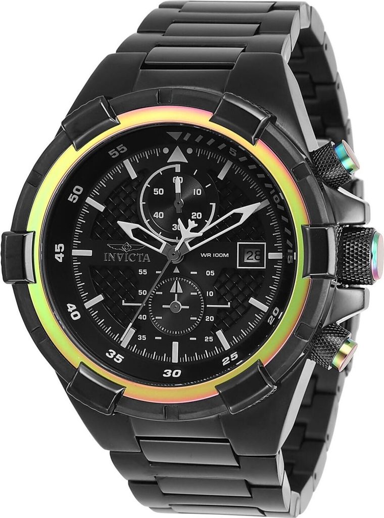 Invicta Aviator 28131 Herren uhr - Wasserdicht - Analog - Quarzuhrwerk - Edelstahl mit schwarzen zifferblat - 50mm