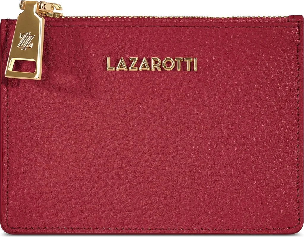 Portacarte Lazarotti Bologna RFID in Pelle Rossa con Zip e 4 Slot