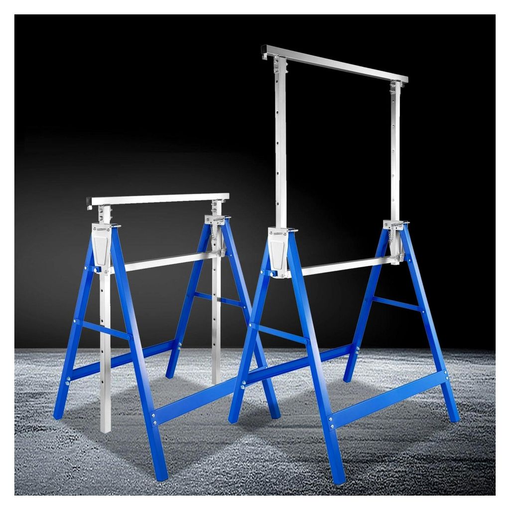 Arbeitsbock 2er Set, Arbeitsböcke Höhenverstellbar,Böcke Klappbar Tragkraft 200 kg 7-fach, Metall Klappbock,Gerüstbock 82-130 cm,Unterstellbock...
