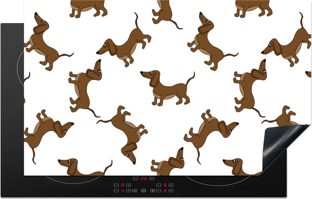 KitchenYeah Herdabdeckplatte Muster - Hund - Dackel - Jungen - Mädchen - Kinder - Kinder , 85x52cm, Küche Deko, Glaskeramikkochfeld Herdabdecku...