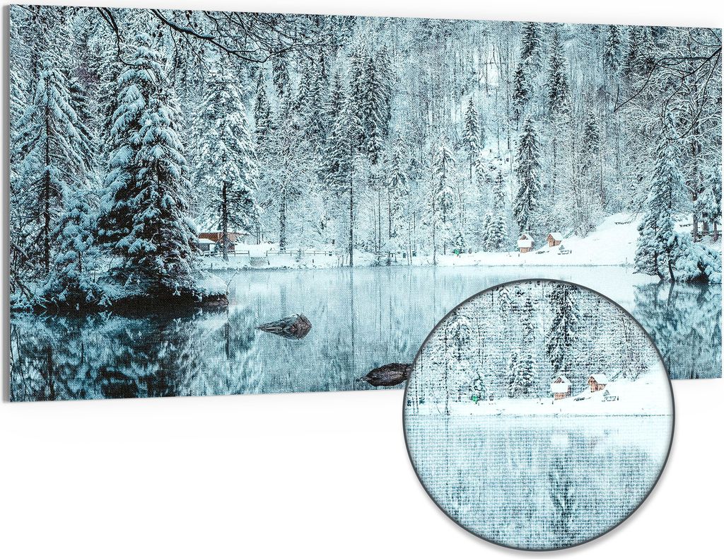 DEQORI Hybrid Leinwand Bild 100x50 cm 'Winterspiegelung' Produktbild 