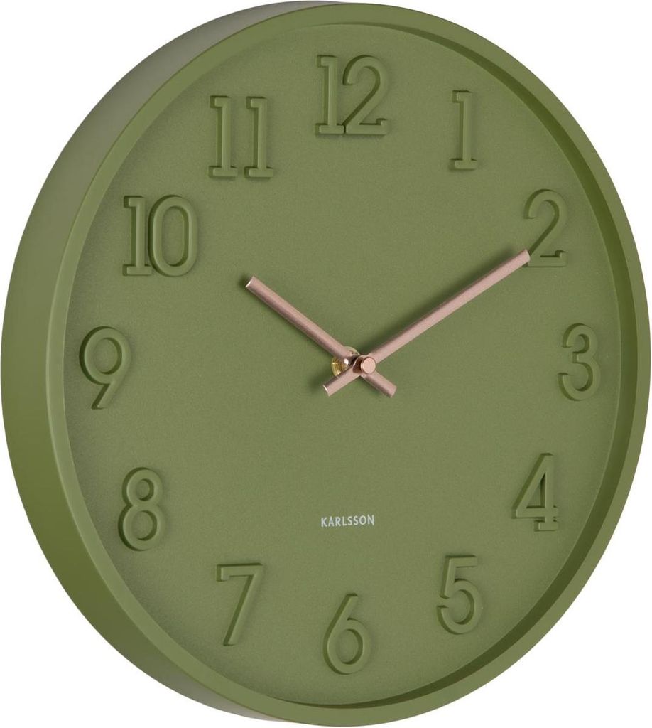 Karlsson - Wanduhr Calma - Armeegrün - 3.8x30x30cm