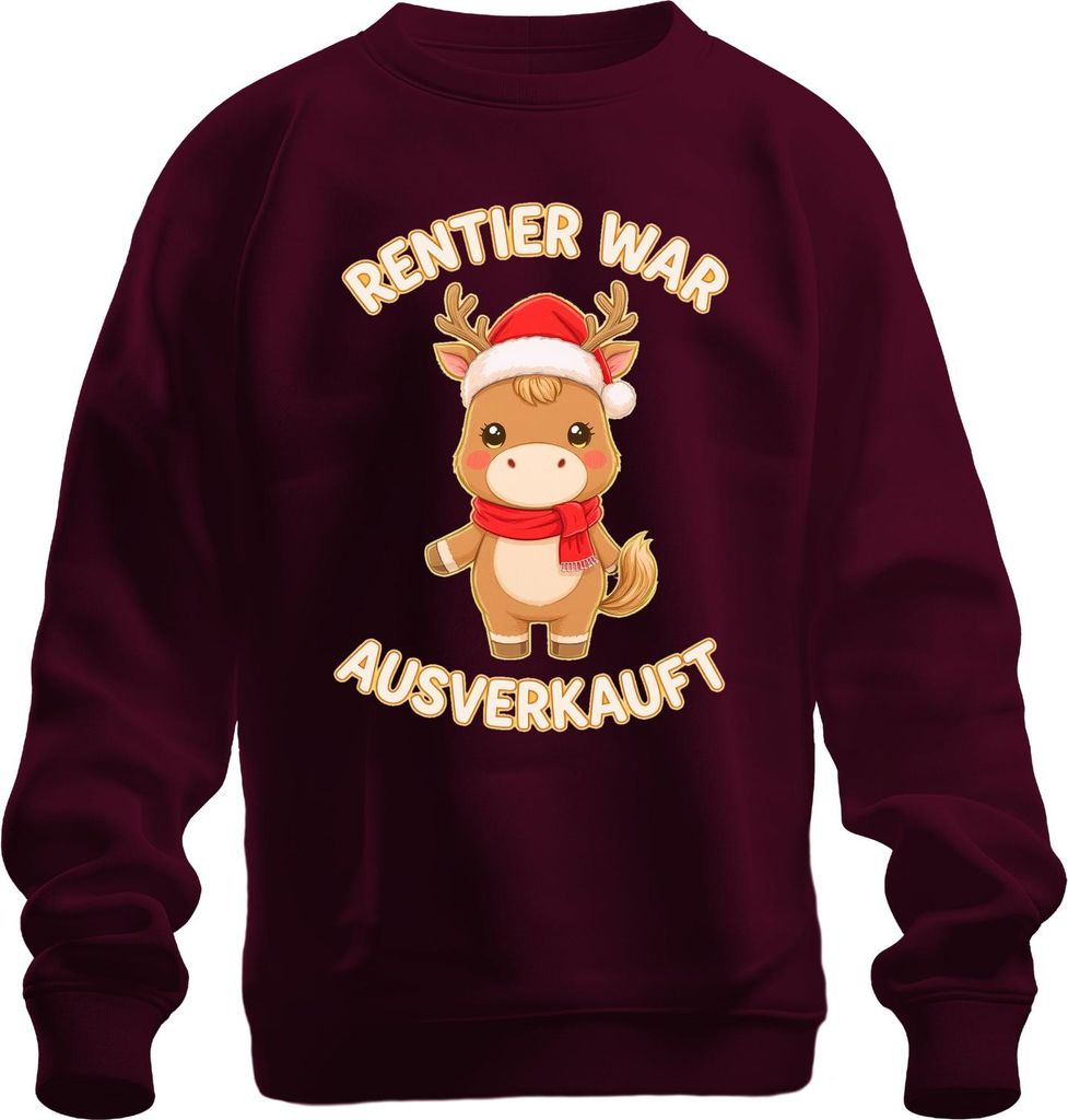 Rentier war t Weihnachten süß Geschenk Kinder lustig Uni Sweatshirt Pullover, Burgundy, XXL