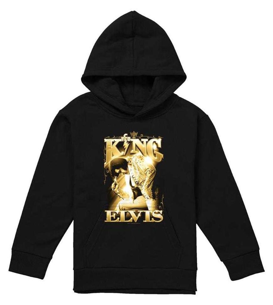 Elvis Presley - "The King" Kapuzenpullover für Kinder, Zum Überziehen TV32213 (116) (Schwarz)