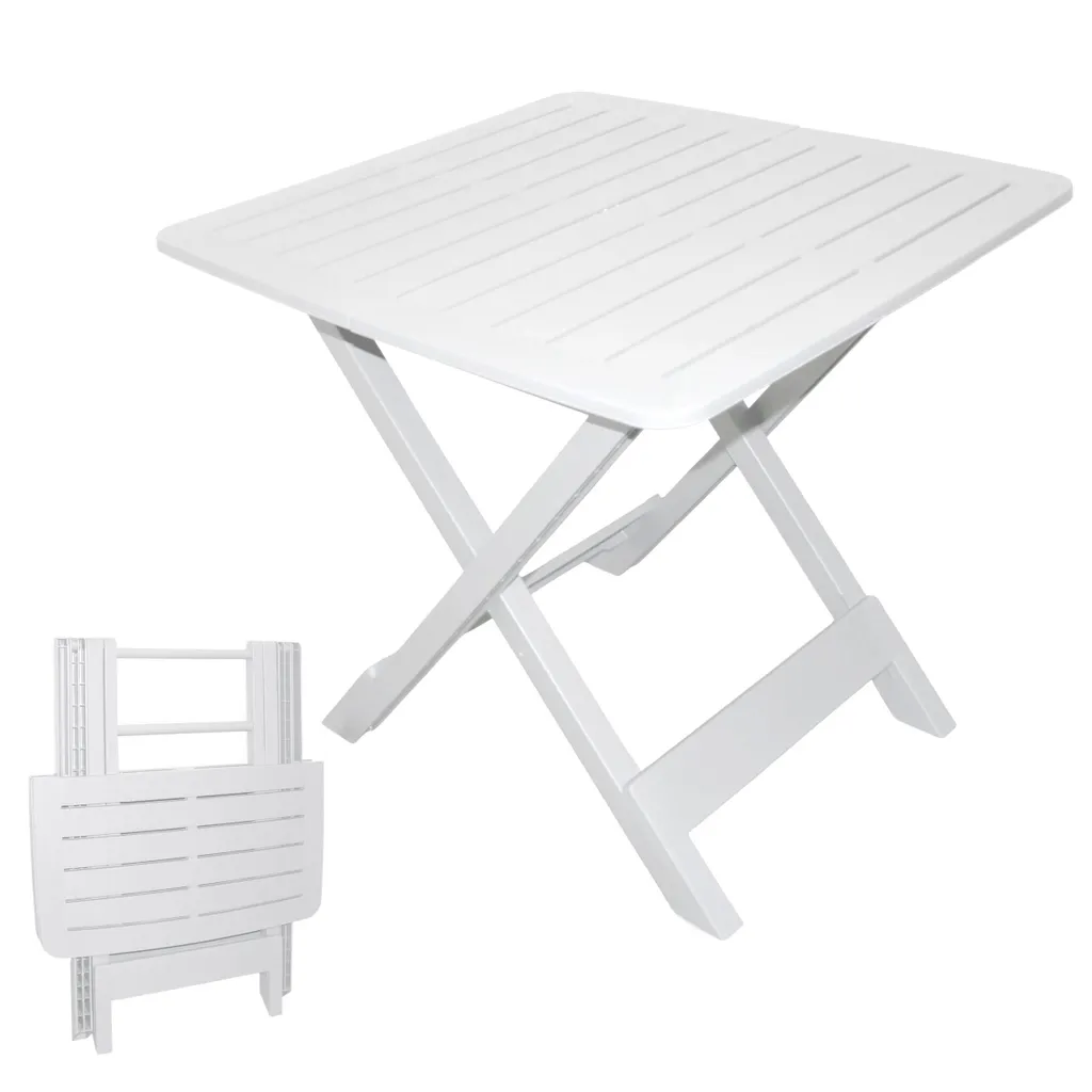 Table de camping TEVERE blanche 72 cm - Table pliante d'appoint été