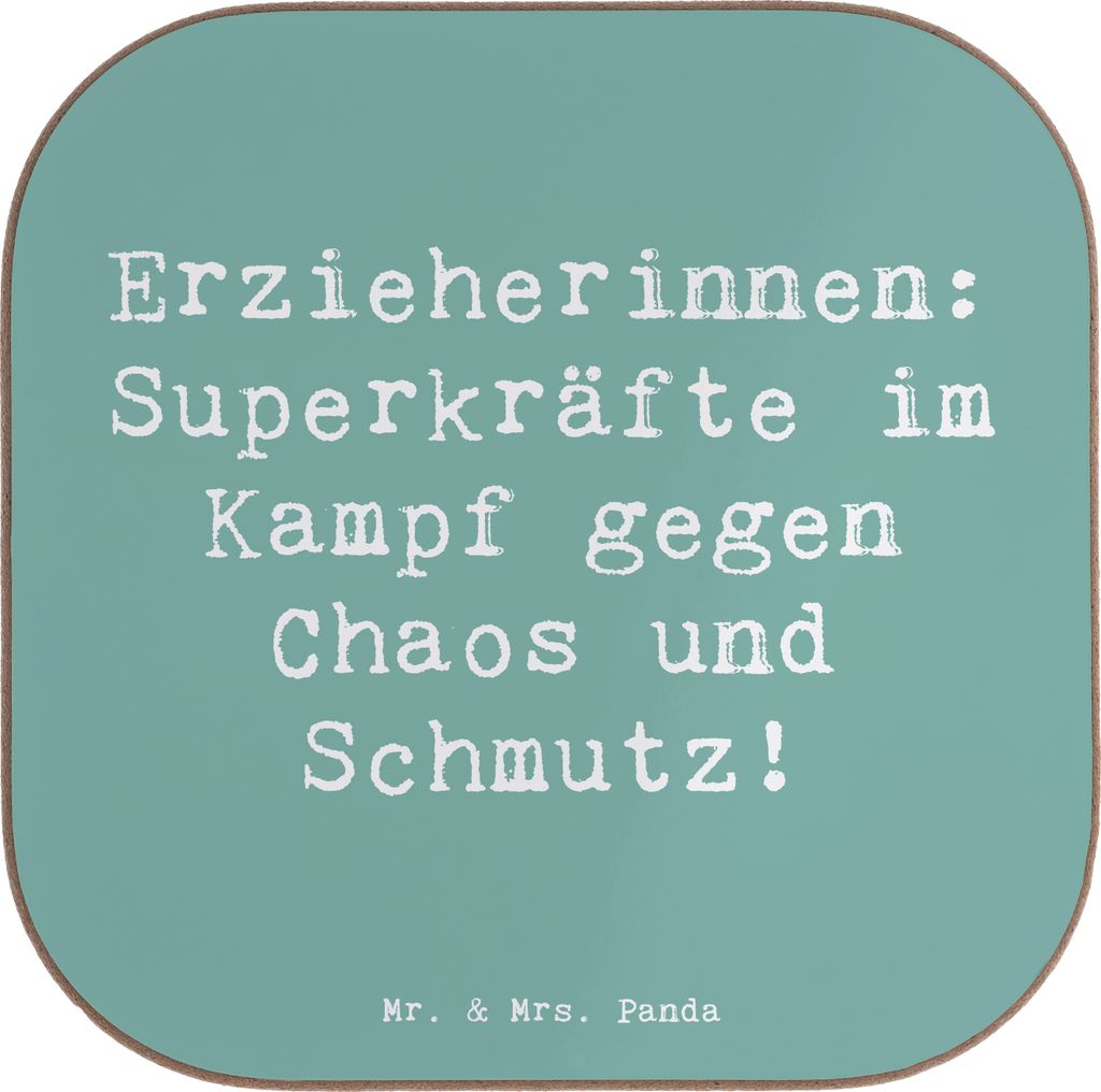 Mr. & Mrs. Panda Untersetzer für Gläser Spruch Superheldin Erzieherin - Meeresbrise - Geschenk, Beruf, Erzieherinnen, Glas, Berufsprodukte, Tasse...