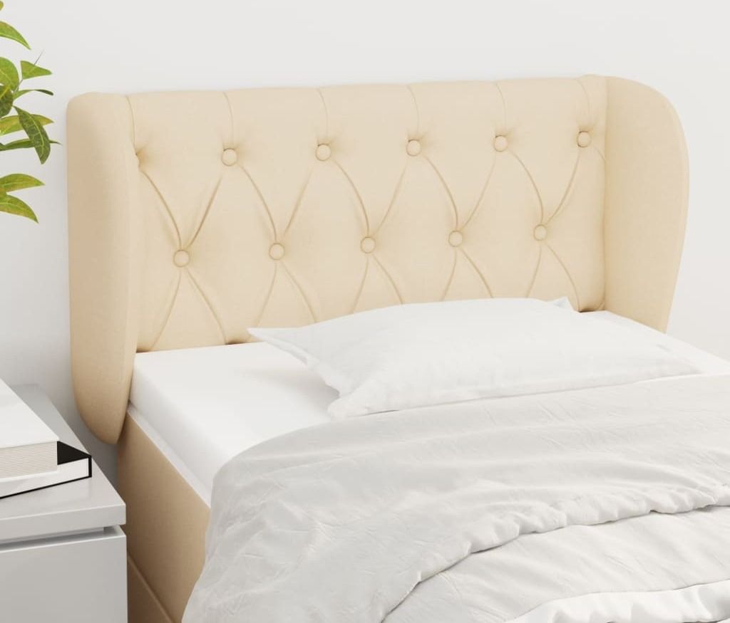 The Living Store Kopfteil mit Ohren Creme 83x23x78/88 cm Stoff