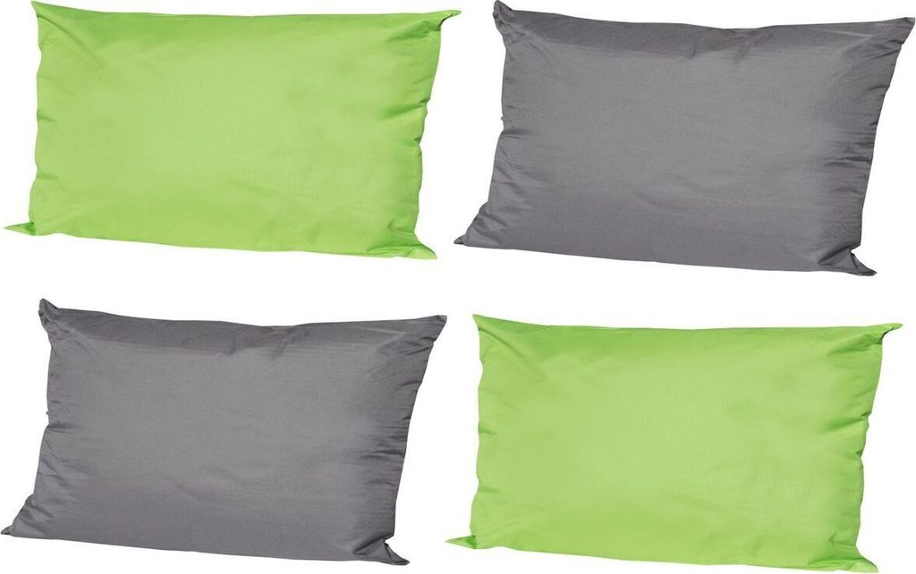 JACK 4x Outdoor Lounge Kissen 30x50cm viele Farben Dekokissen inkl. Füllung Wasserfest Sitzkissen Garten Stuhl, Farbe:2x Anthrazit - 2x Grün