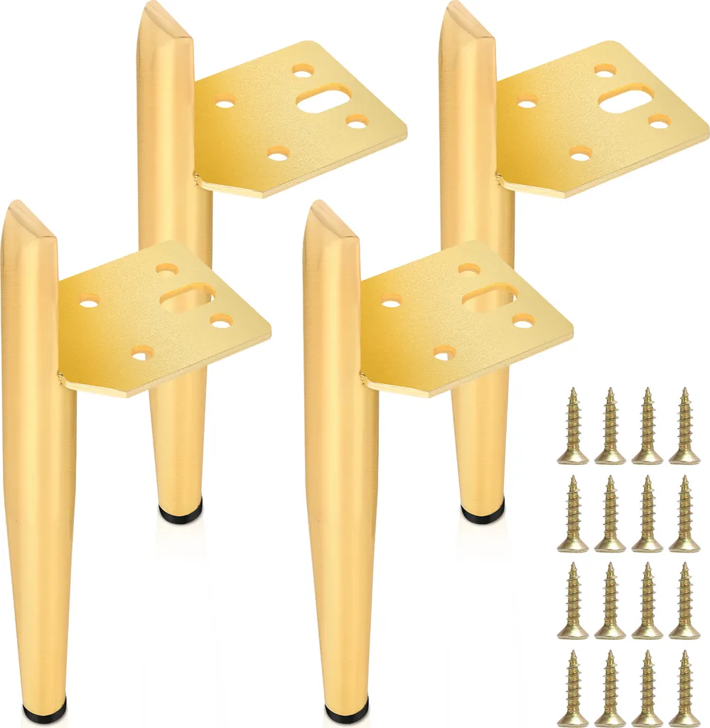 Aopunly Lot de 4 Pieds de Meuble 150mm en Métal Or pour Table et Canapé