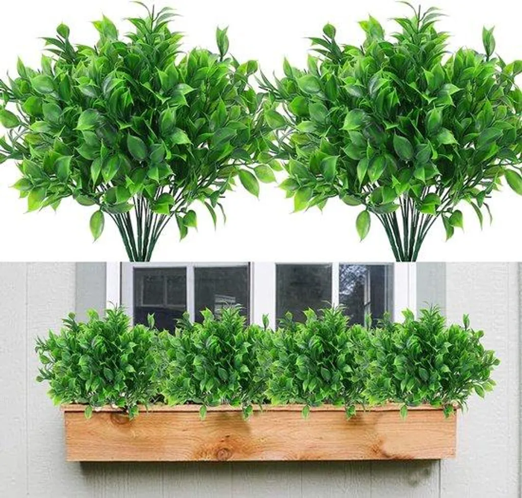 Plantes artificielles résistantes intempéries lot de 10 feuillage vert