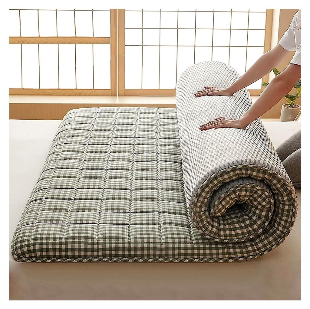 Japanisches Futonbett, platzsparende, gesteppte Matratze, tragbar, Einzel-, Doppel-, King-Size, faltbar, kompakte Schlaflösung (180 x 200 cm)