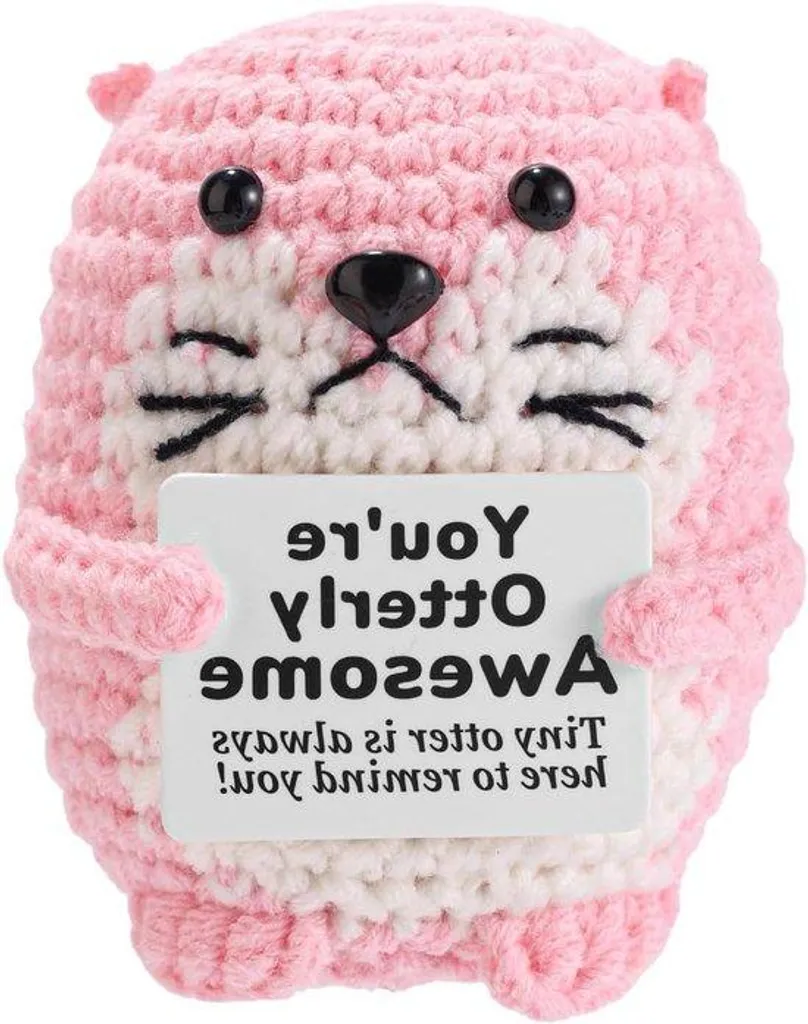 Peluche Loutre de Mer Positive Fait Main - Soutien Émotionnel et Carte