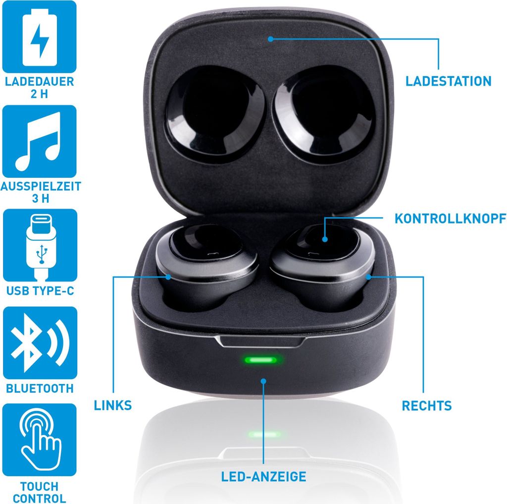 Grundig Bluetooth Kopfhörer Kabellos - mit Mikrofon - TWS - Produktbild 2