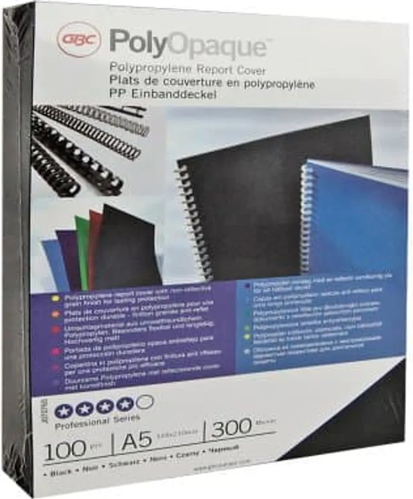 Set 100 Copertine Rilegatura GBC PolyOpaque A4 300 Micron Navy Blue