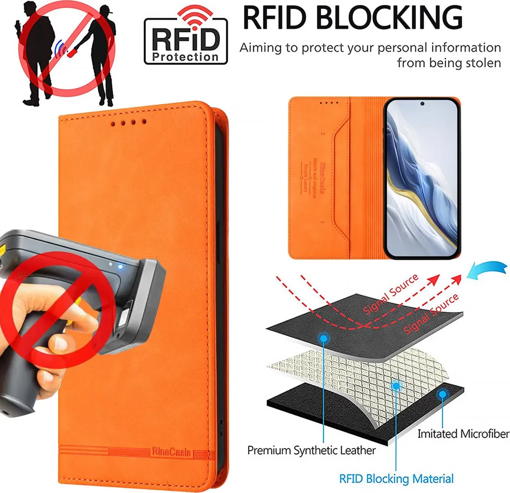 Recensione Cover Oppo Reno9 / Reno9 Pro 5G - Wallet Flip Orange - 6