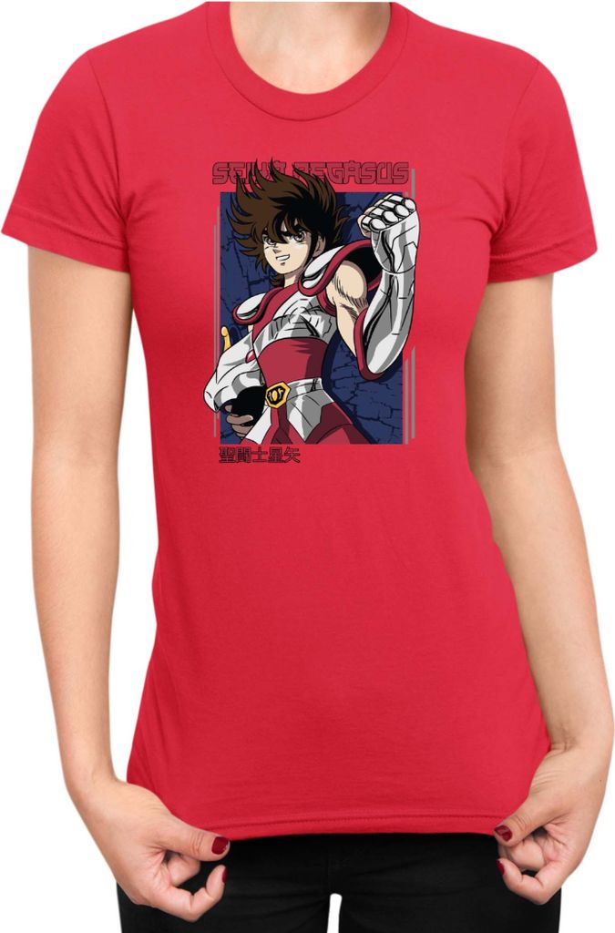 Damen T-Shirt Japan Anime Manga Saint Anime Seiya Pegasus Seiya 04 Pegasus Seiya, Lady 2XL / Rot