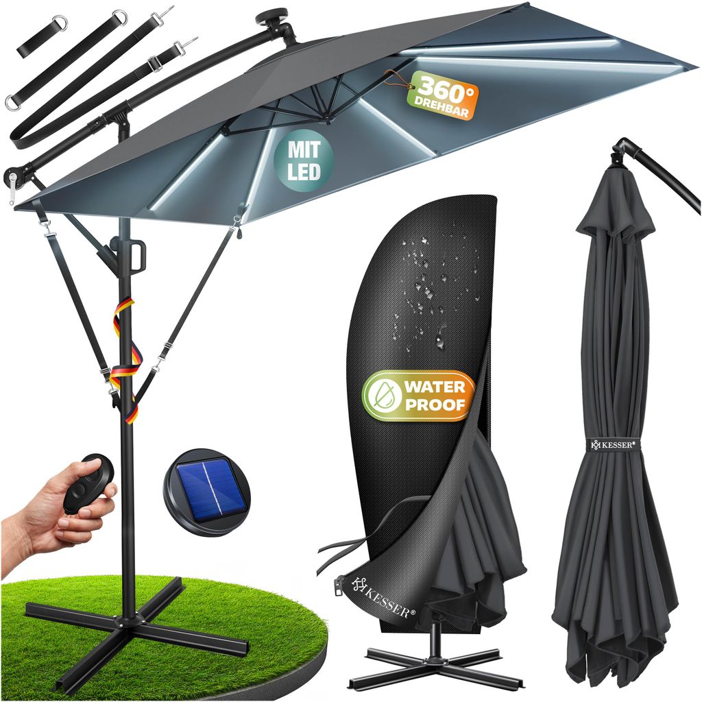 KESSER® Ampelschirm Holly Sonnenschirm Rechteckig mit und Produktbild 