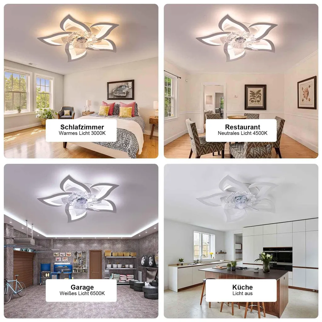 Plafonnier Ventilateur LED Dimmable avec App et 6 Vitesses de Vent - 6