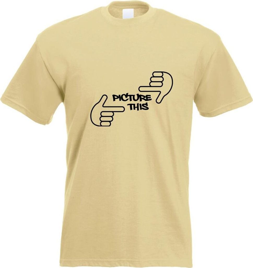 Kiwistar - T-Shirt - Khaki - Picture This Motiv Bedruckt Funshirt Design Print - mit Motiv Bedruckt - Funshirt Design - Sport - Freizeit - Herren - L