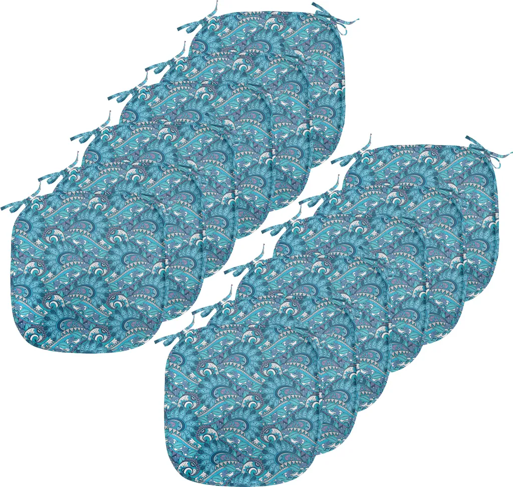 Lot de 12 Coussins de Chaise Bleus ABAKUHAUS 40x40 cm Design Bohème