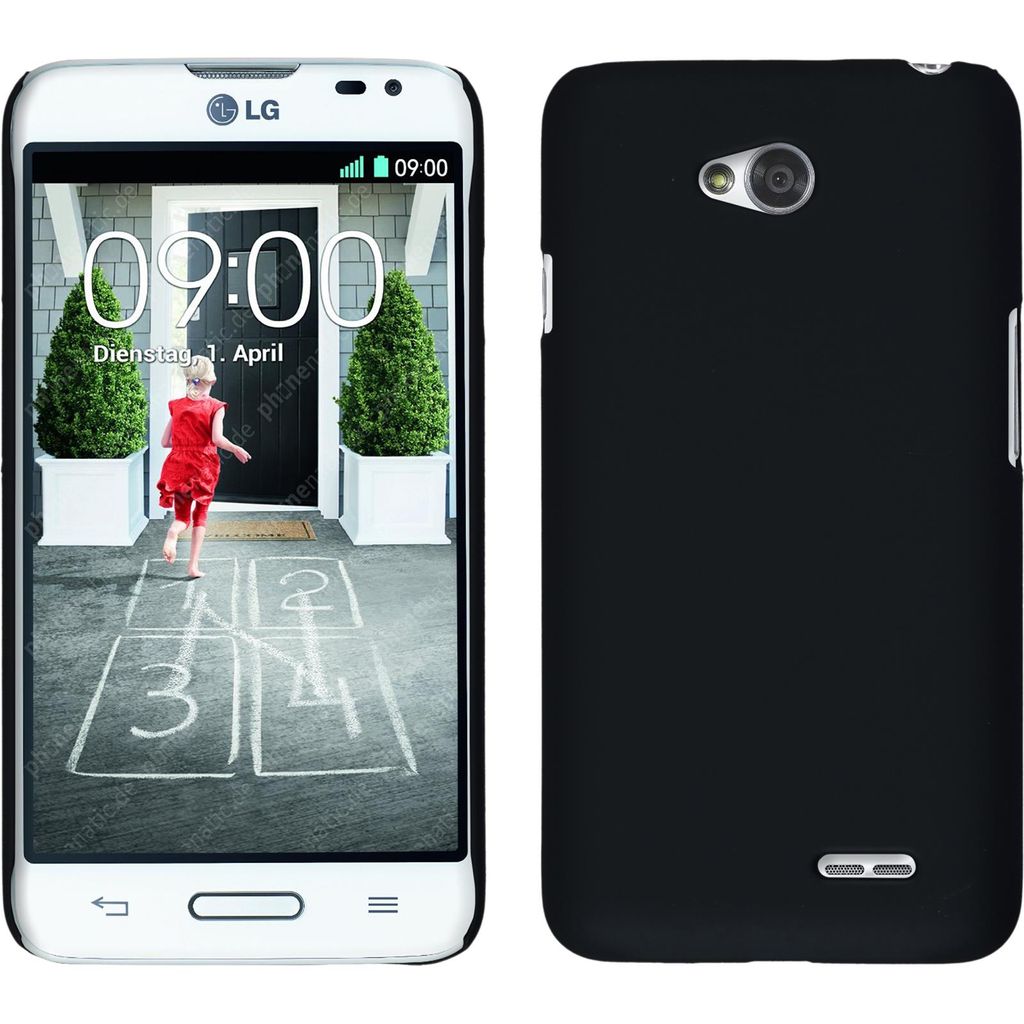 PhoneNatic Case kompatibel mit LG L70 - Hülle schwarz gummiert Hard-case + 2 Schutzfolien