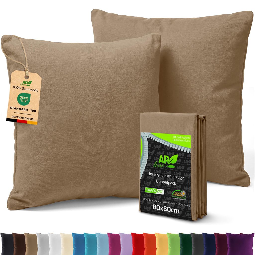 AR Line 2er Pack Jersey Kissenbezüge 80x80 Baumwolle – Produktbild 