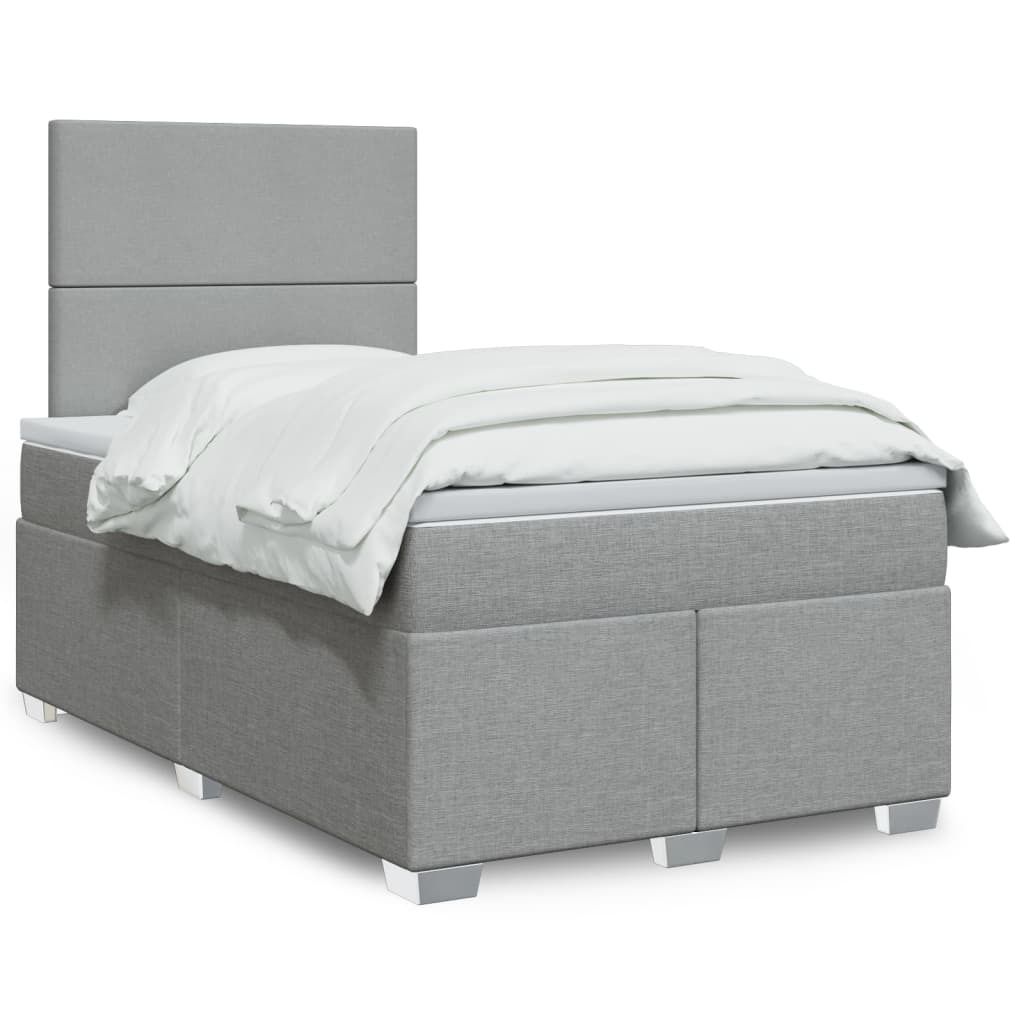 Boxspringbett mit Matratze Hellgrau 120x190 cm Stoff, Klassische Betten 2024 Neu DesignMöbel