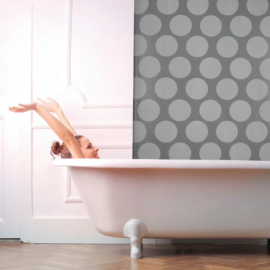 Store de douche Gris à Pois imperméable - Solution anti-éclaboussures