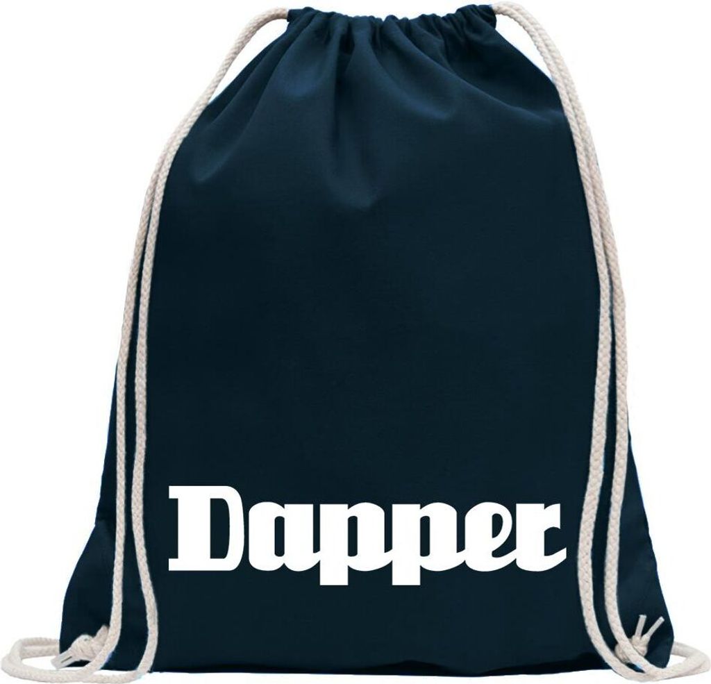 Kiwistar - Turnbeutel - dunkelblau - Dapper Design 2 - Fun Rucksack Sport Beutel Gymsack Baumwolle mit Ziehgurt