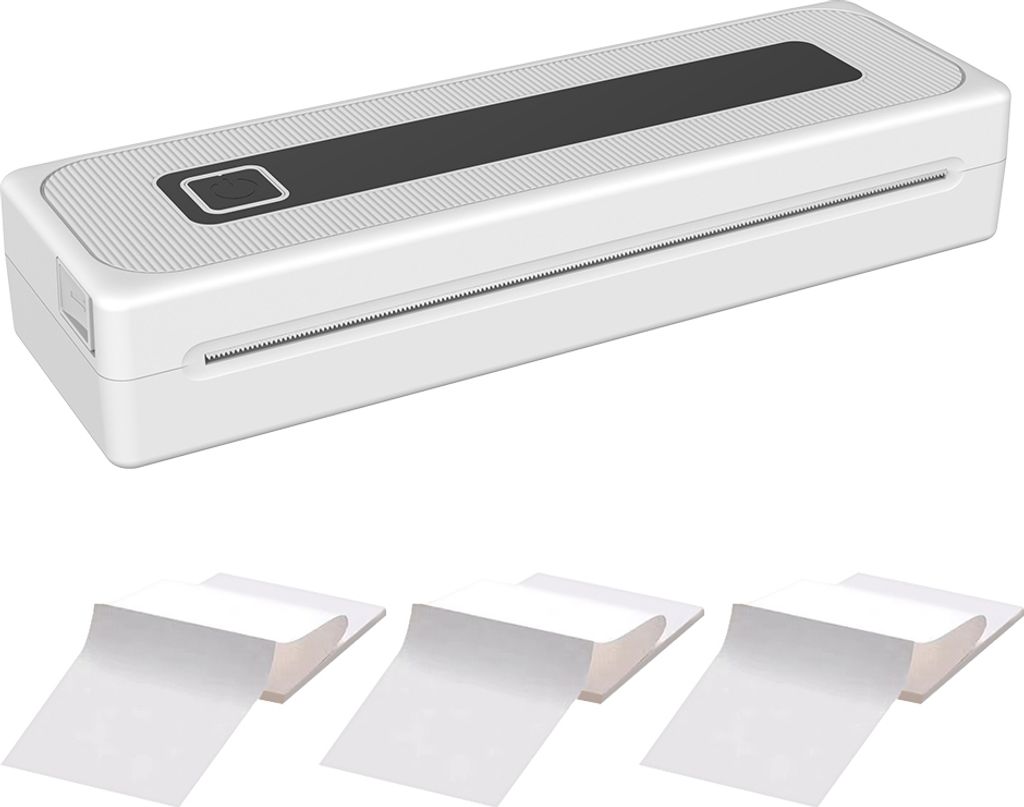 Tragbarer Drucker, kabelloser tintenloser Drucker, unterstuetzt 8,26 x 11,69 Zoll Thermopapierdrucker, BT5.1-Verbindungsdrucker, A4-Thermopapier, k...