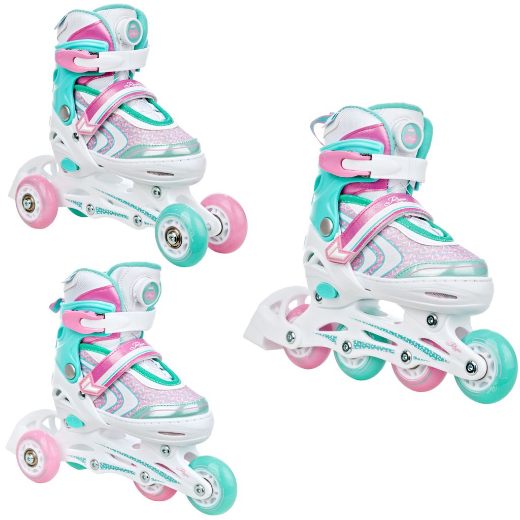 3in1 Inlineskates Triskates Rollschuhe Raven Lia PLUS Mint 34-37 verstellbar