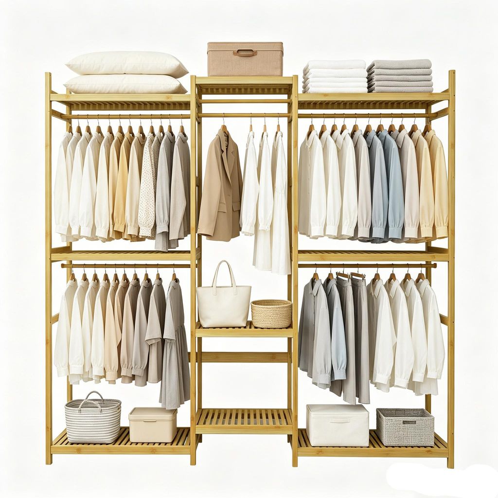 Portant à Vêtements en Bambou 177x41,5x196 cm – Armoire Image du produit 