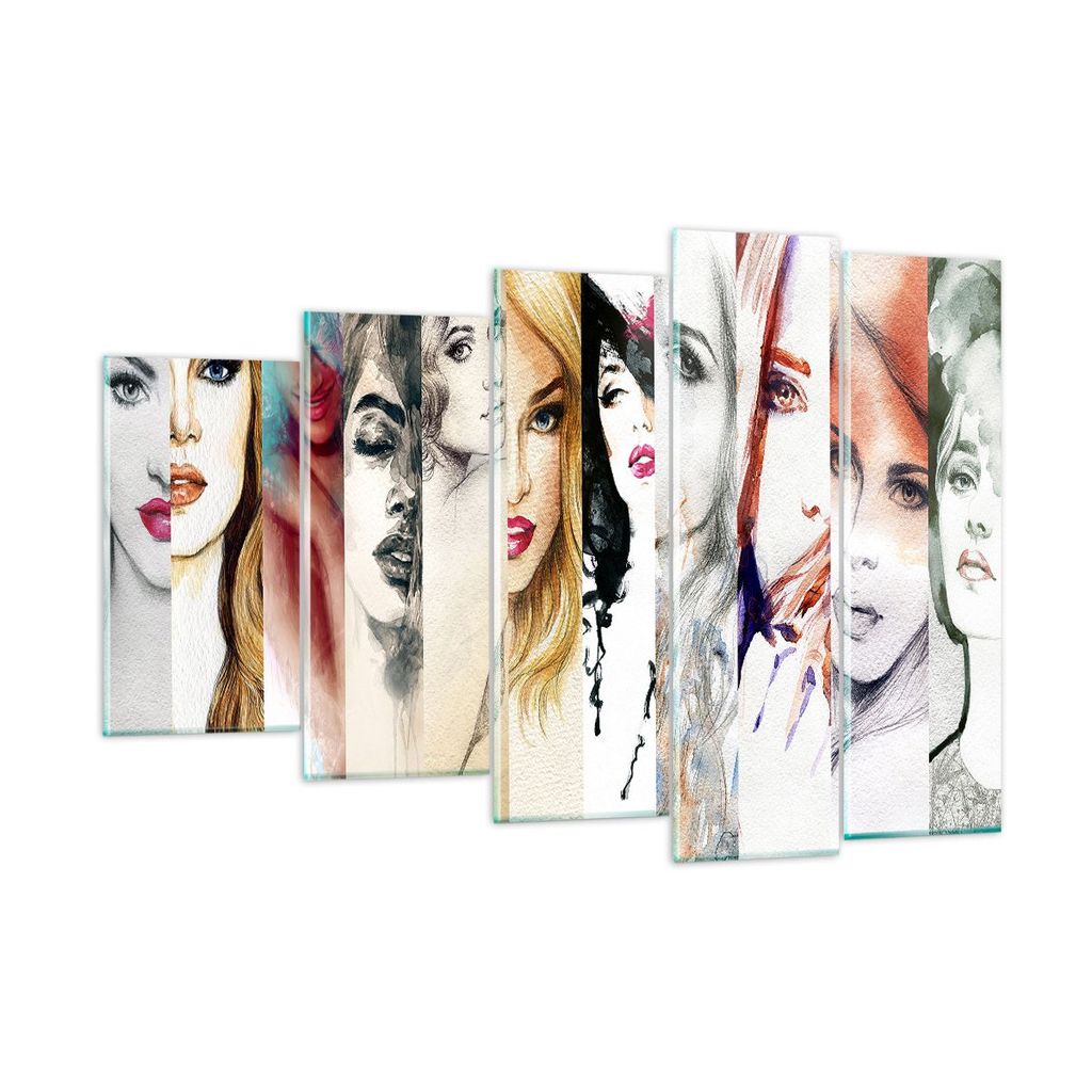 Bilder auf glas - Frauen Schönheit Dame Illustration - 150x100cm - Glasbilder - Wandbilder - Kunstdruck - Wanddekoration aus Glas - Glas Bilder - ...