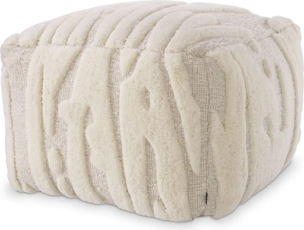 Pouf Carré en Laine Tissée Main - Grand Tabouret de Salon de Luxe