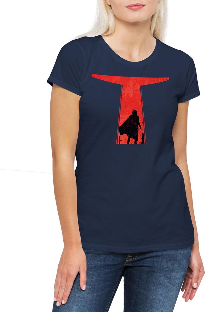 Urban Backwoods Djarin Silhouette, Damen T-Shirt, Farbe: Navy, Größe: XS