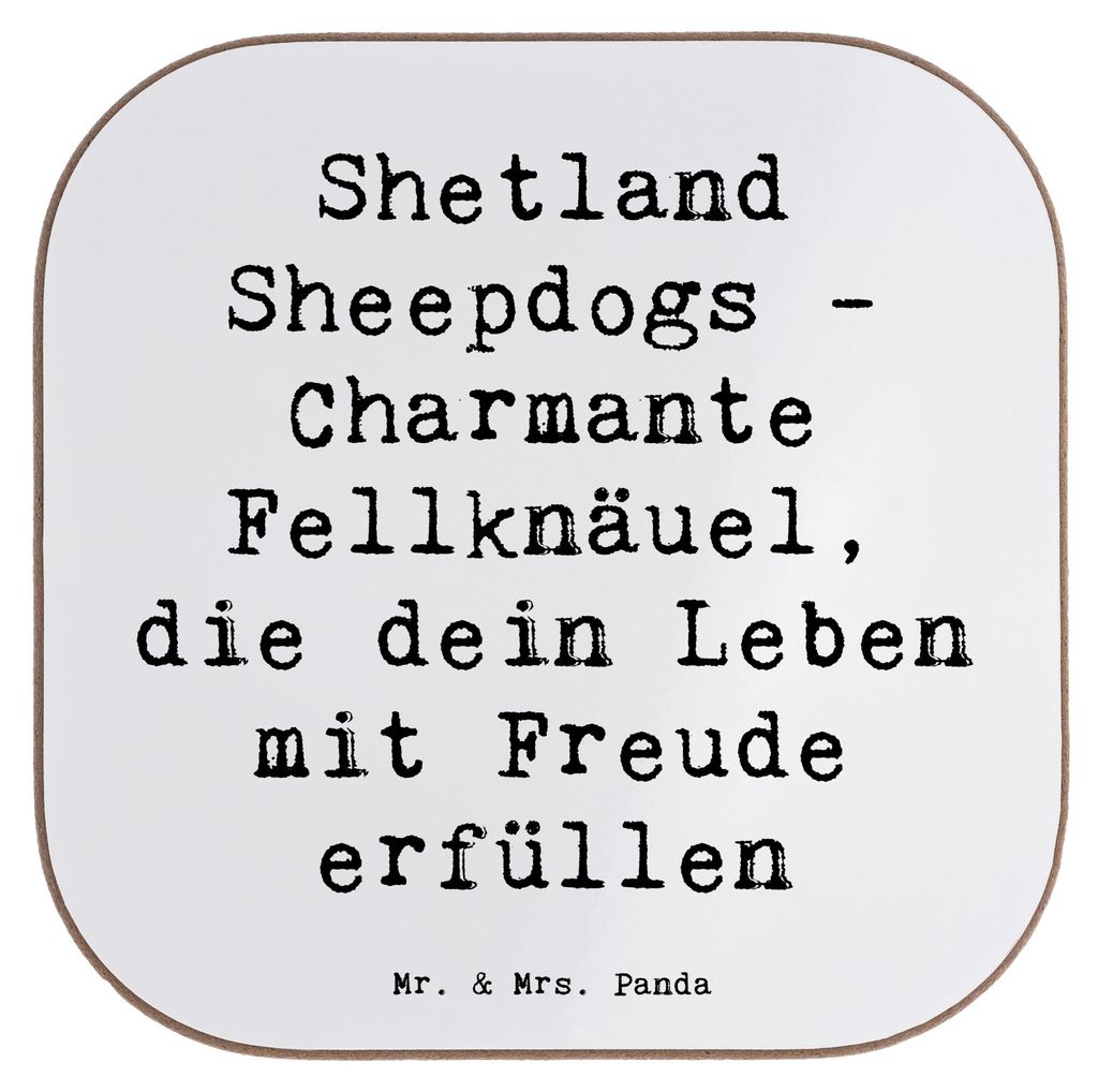 Mr. & Mrs. Panda Untersetzer Glas Spruch Shetland Sheepdog Glücksbringer - Weiß - Geschenk, Coaster, intelligenter Hund, lebhafte Persönlichkeit...