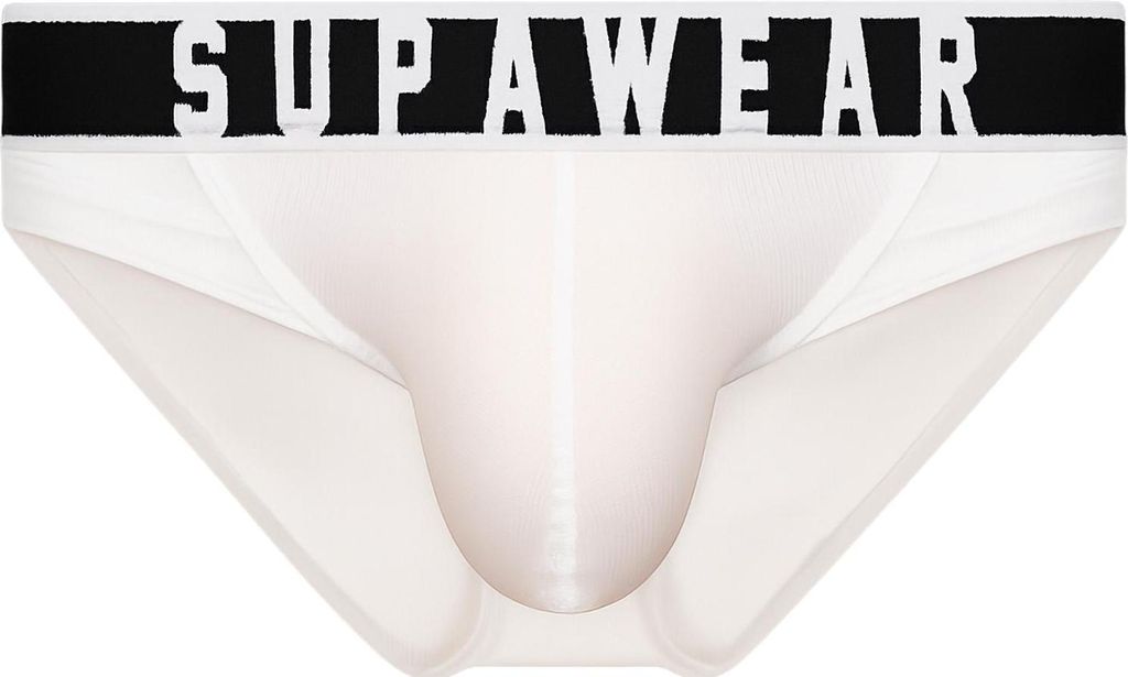 SUPAWEAR - Herren Slip Unterwäsche - Ribbed Slashed Brief White - 1x Größe L