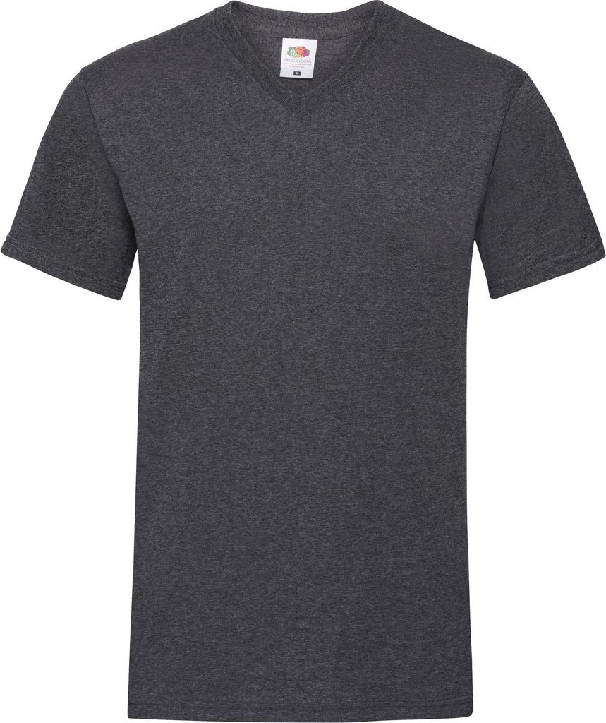 Fruit Of The Loom Valueweight T-shirt für Männer mit V-Ausschnitt, kurzärmlig BC338 (M) (Dunkelgrau meliert)