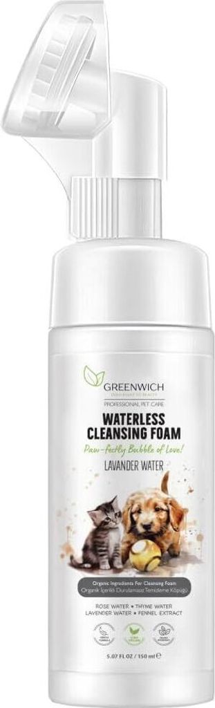 Greenwich -Hundeshampoo-freundlicher wasserloser Reinigungsschaum mit Antioxidantien aus grünem Tee und Thymian, trockenes Hundeshampoo, vegan