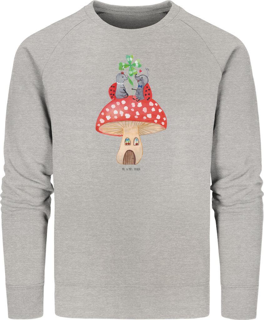 Mr. & Mrs. Panda Baumwoll Sweatshirt Marienkäfer Fliegenpilz Größe L - Heather Grey - Geschenk, Zuhause, Haus, Lustige Sprüche, Wohnung, Sweate...