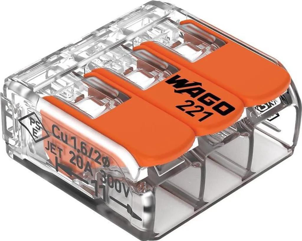 Wago 221-413 Borne compacte 3 conducteurs 4mm2 avec levier de serrage