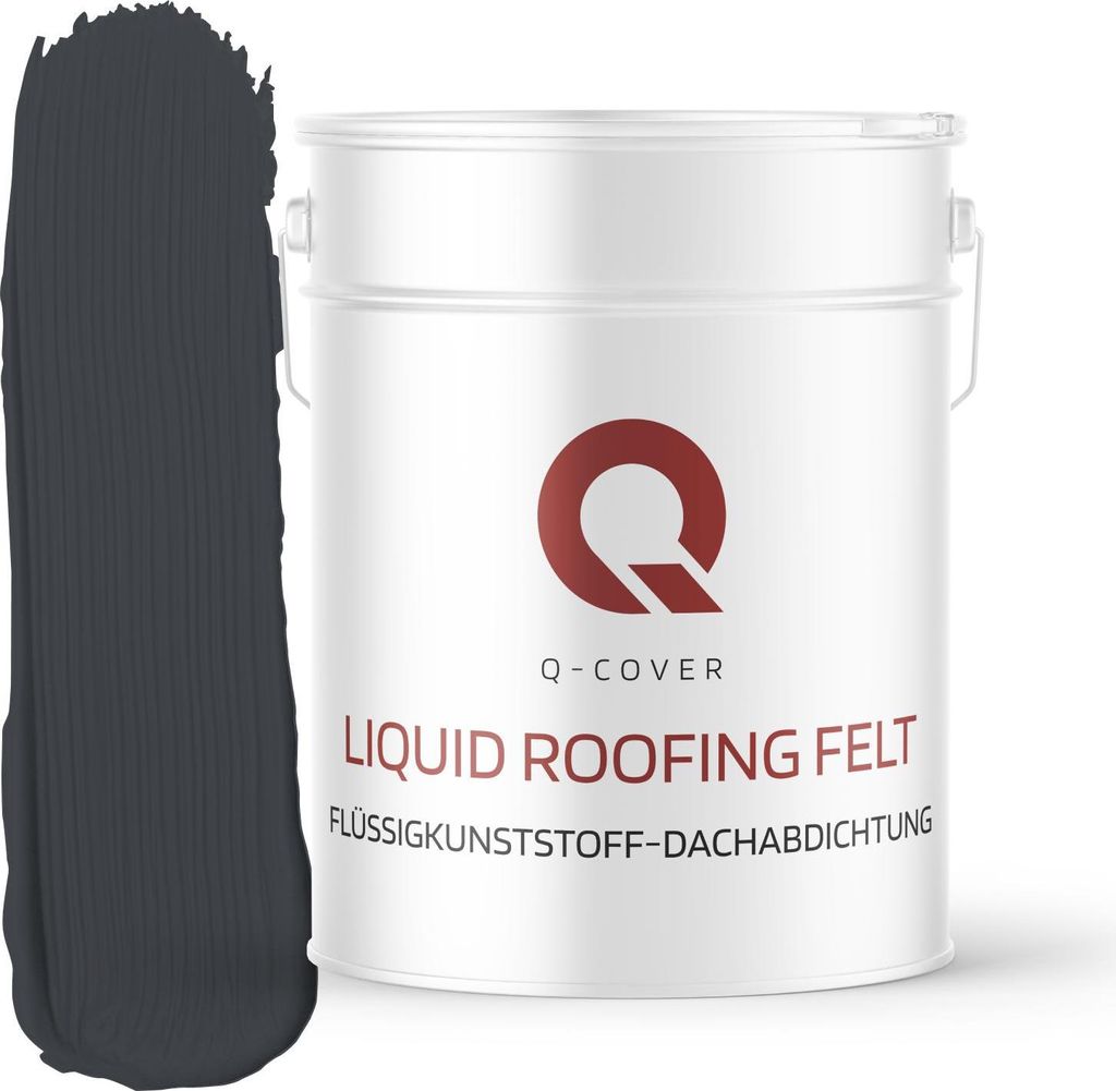Q-COVER Flüssigkunststoff-Dachabdichtung 13kg – RAL 7024 Graphitgrau – Reparatur/Abdichtung von Dachpappe, OSB/Holz, Beton, Blech – wasserfest
